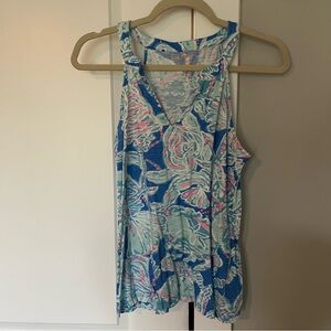 Lilly Pulitzer Arya Tank Top Bay Blue Haven Small